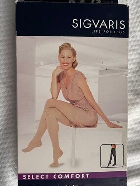 NWOT Sigvaris Black Thigh-High Compression Stockings 30-40 mmHg Sz M/L
